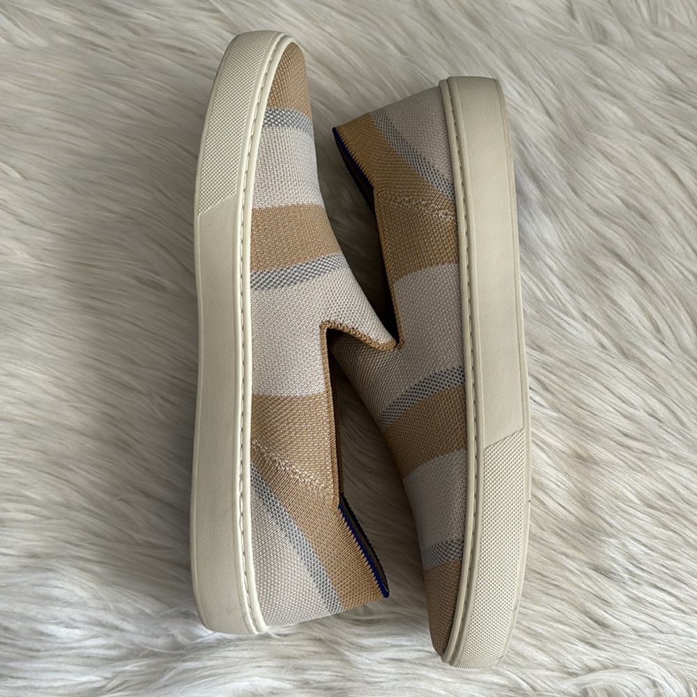 Rothy's Birch Stripe Neutral Slip-On Sneakers Size 10 - Picture 4 of 13